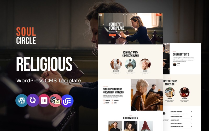 Soul Circle - Religion och kyrka Multifunktionellt WordPress Elementor-tema