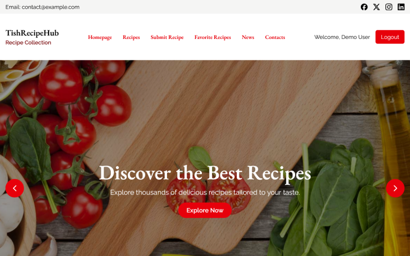 TishRecipeHub – Šablona kolekce receptů CSS pro Next.js, TypeScript a Tailwind