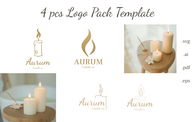 Aurum – Modelo de pacote de logotipo para marcas de velas e lojas de velas