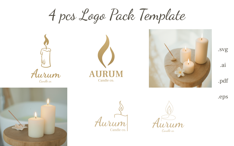 Aurum – Plantilla de paquete de logotipos para marcas y tiendas de velas