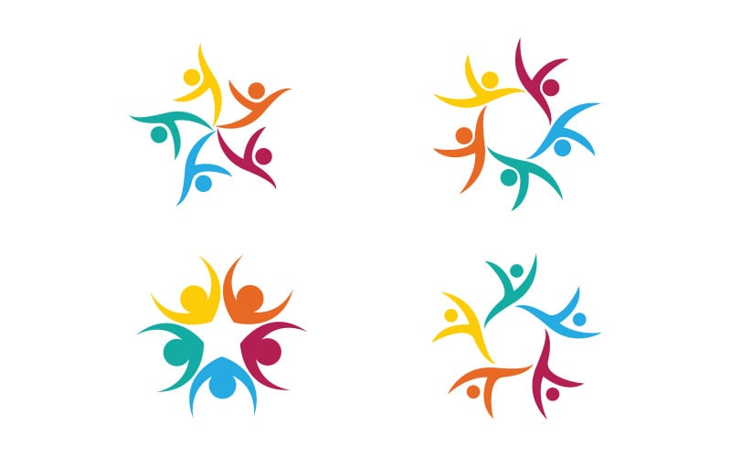 İnsan bakımı evlat edinme grubu ağı ve sosyal logo tasarımı v.9