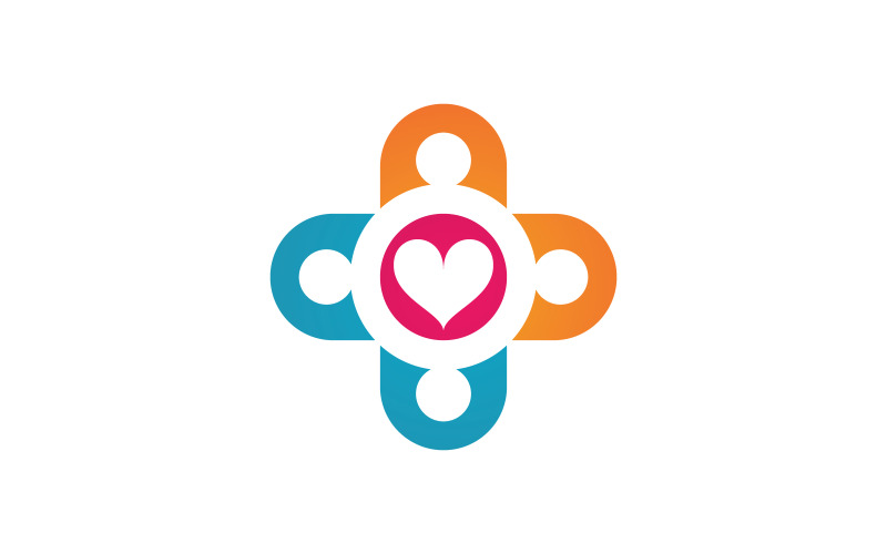 Rede de grupos de adoção de cuidados humanos e design de logotipo social v.8