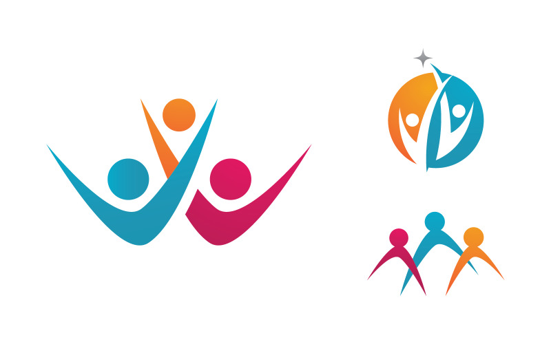 Sieć grupy adopcyjnej opieki nad ludźmi i projekt logo społecznościowego v.1