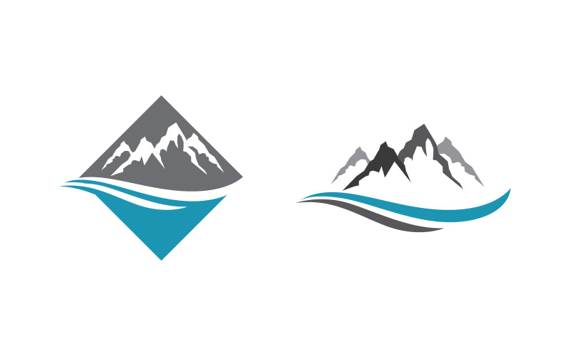 Dağ Tepe simgesi Logo illüstrasyon tasarımı Şablon v.3
