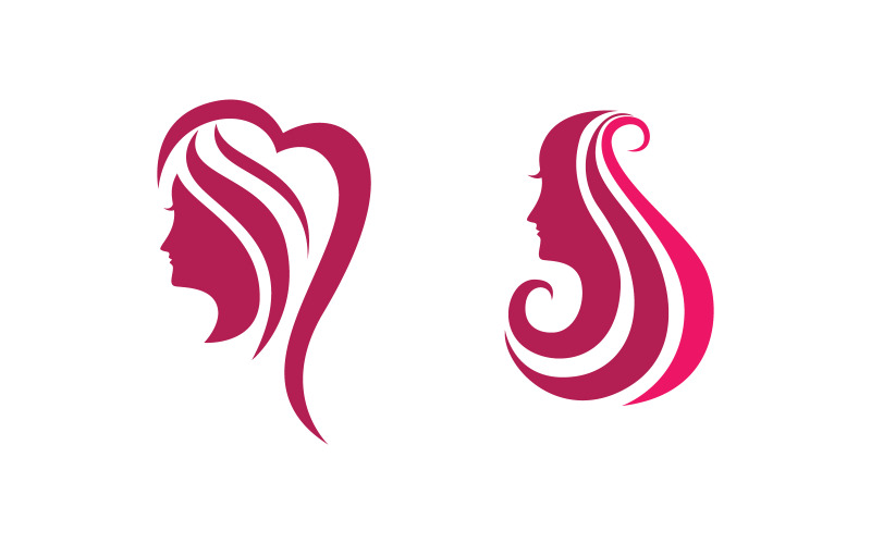 Illustration du logo du personnage de visage de femme aux cheveux de beauté v.4