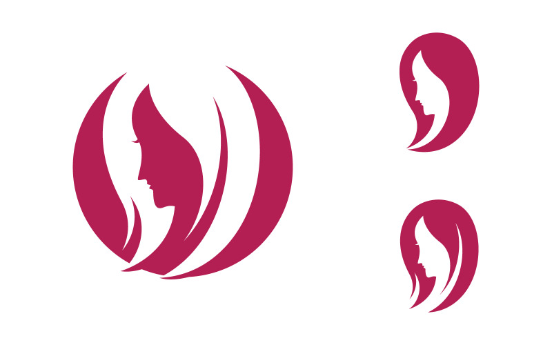 Skönhet Hår Kvinna ansikte karaktär logotyp illustration v.3