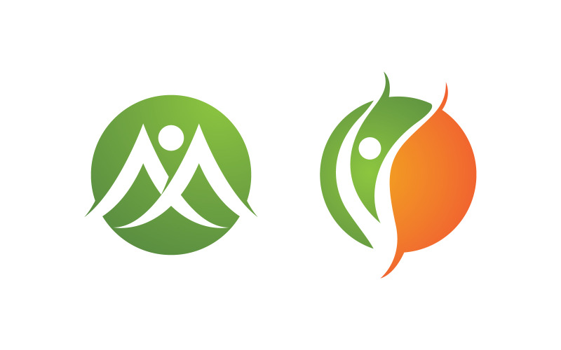 Hälsosamt liv Mänsklig fit sport logotyp tecken illustration v.76