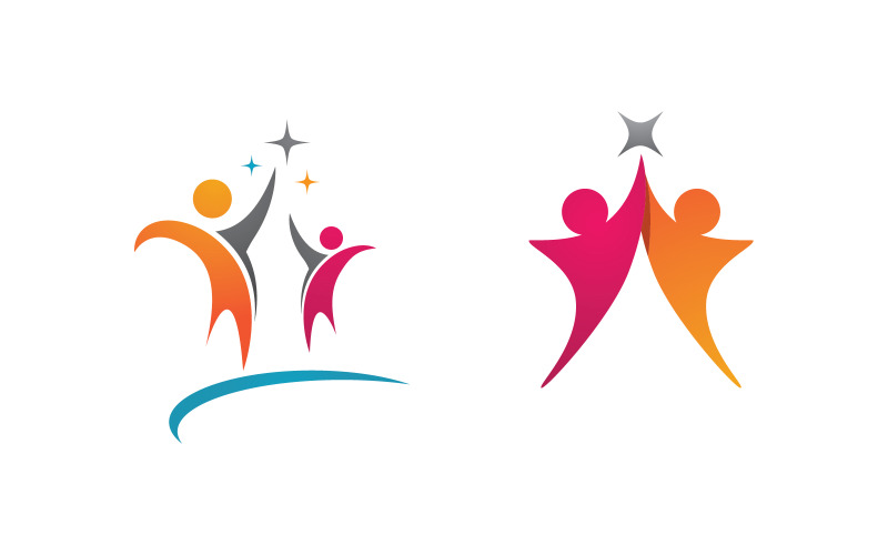 Netwerk en sociaal logo-ontwerp voor adoptiegroepen voor menselijke zorg v.39