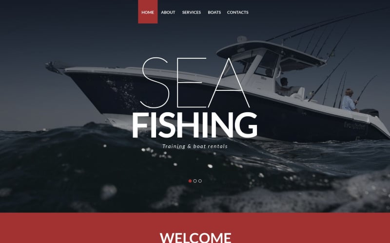 Modello di sito Web reattivo di pesca