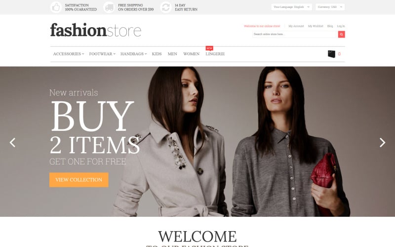 Tema Magento del negozio di moda