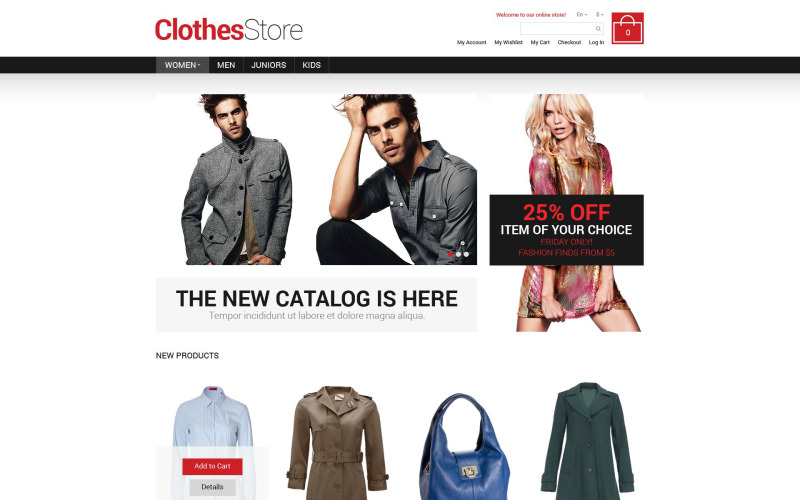 Thème Magento réactif pour les vêtements