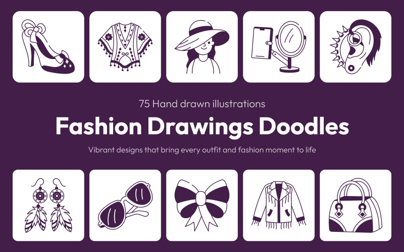 Ensemble d'illustrations de dessins de mode