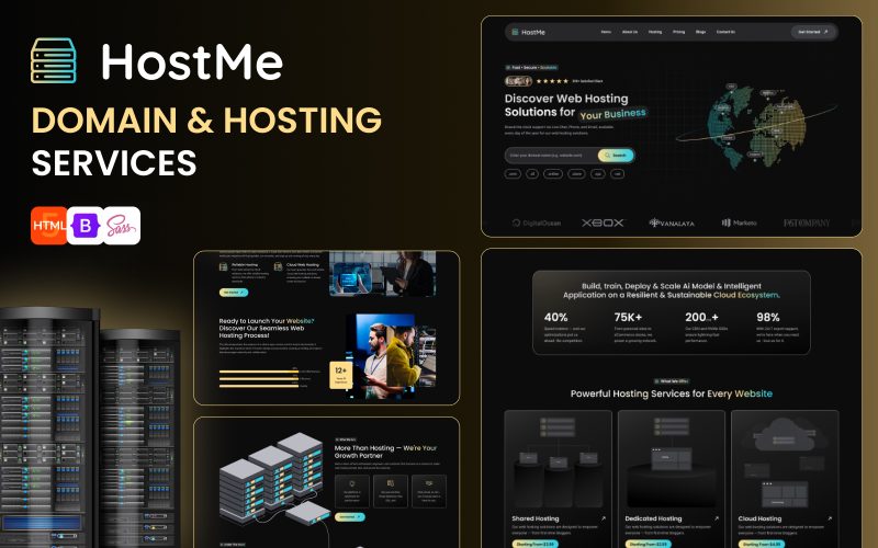 Hostme - Web Hosting, Alan Adı ve WHMCS Html Hosting Şablonu