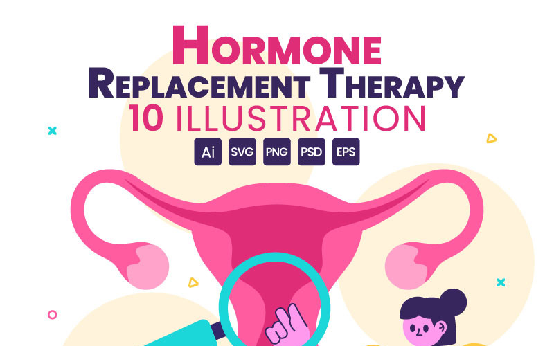 10 Illustration av hormonersättningsterapi