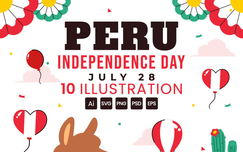 10 Peru függetlenségének napja illusztráció