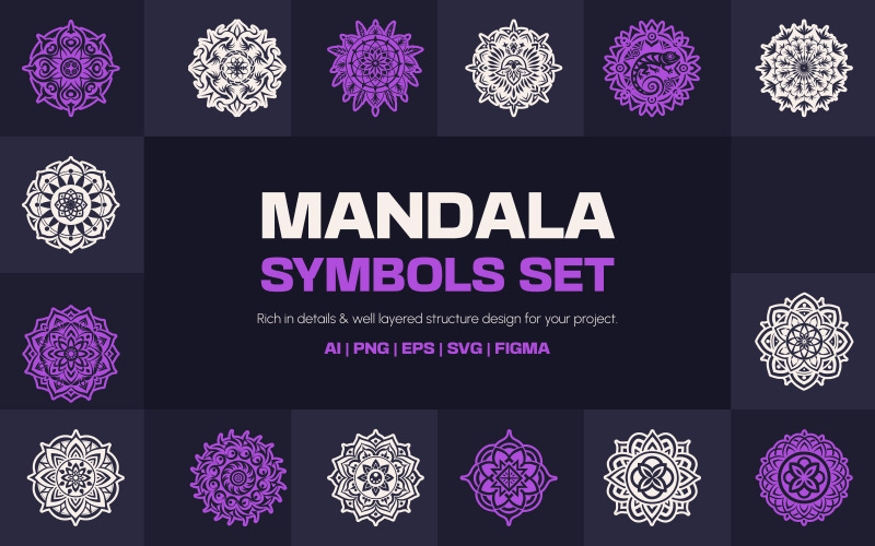 Modern Mandala Symboler Konst Set