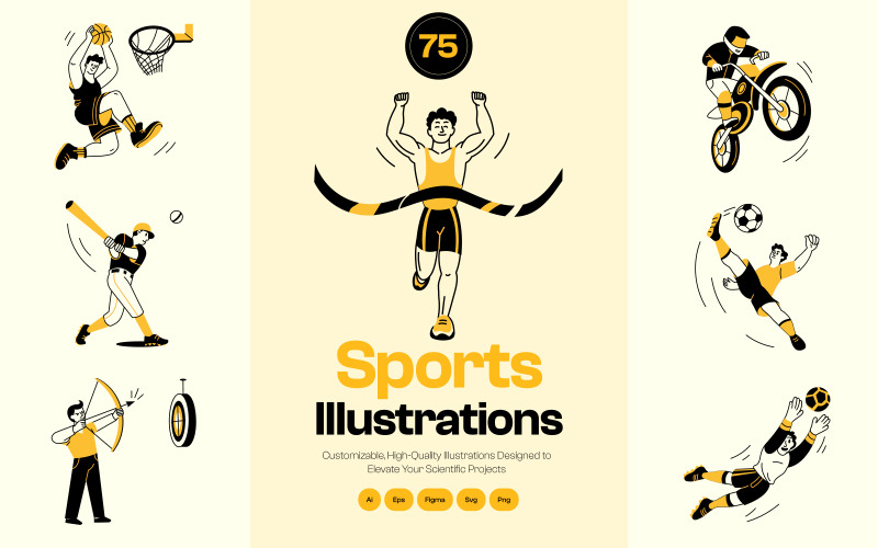 Set di illustrazioni di disegni sportivi
