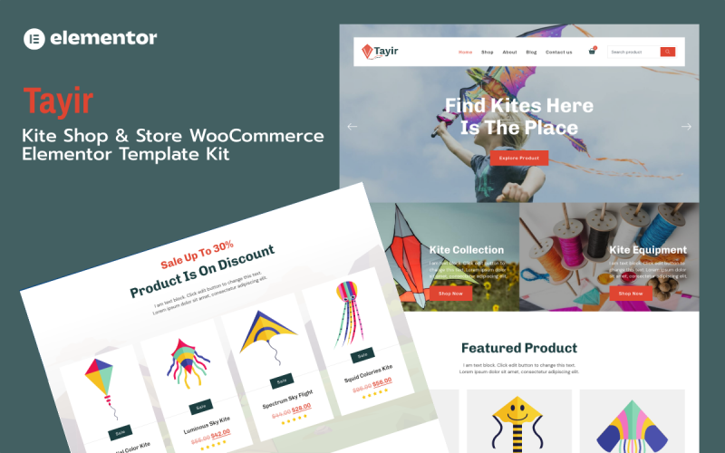Tayir - Набір шаблонів WooCommerce Elementor Pro для магазину та магазину повітряних зміїв