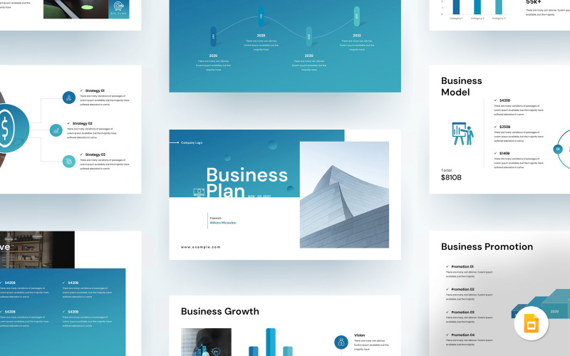 Affärsplan Google Slide-malldesign