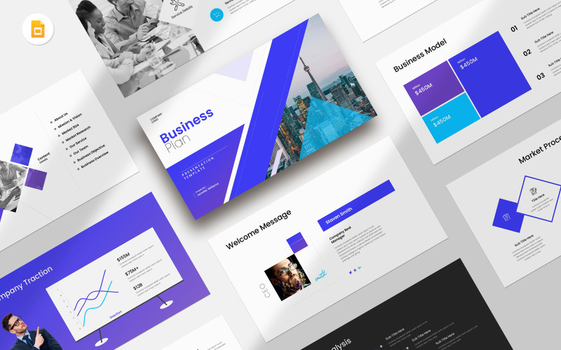 Zakelijk plan Google Slide-sjabloon lay-out 2025