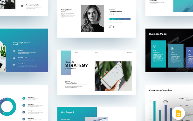 Layout de slides do Google para estratégia de negócios