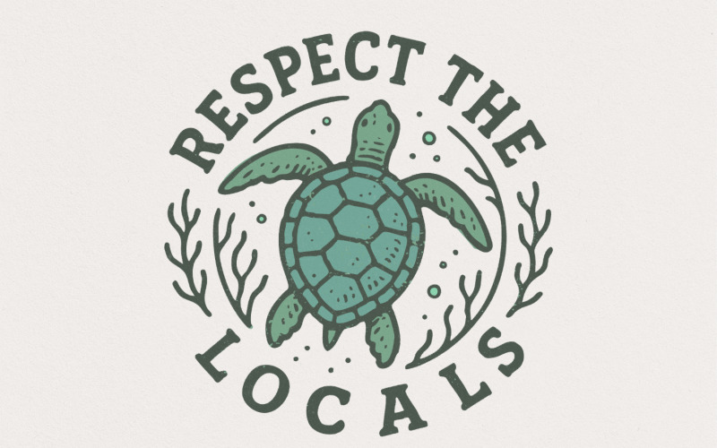 Respectez les habitants de PNG, conception de t-shirt tortue de mer, sublimation d'été, citation de plage, t-shirt océan