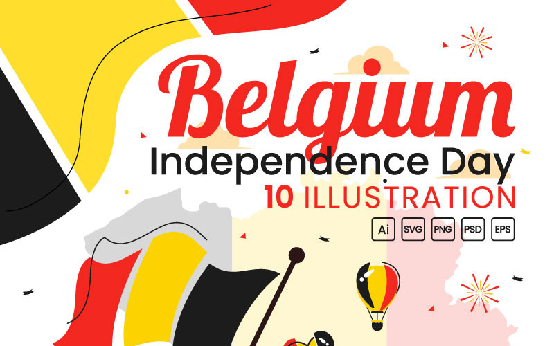 10 illustrationer för Belgiens självständighetsdag