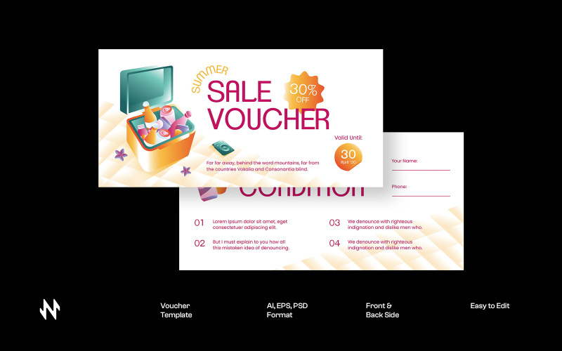 Modelo de voucher de liquidação de verão