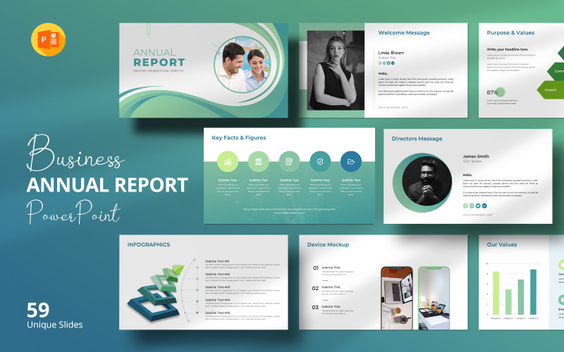 Modern Annual Report PowerPoint Template – Business & Financial Slides