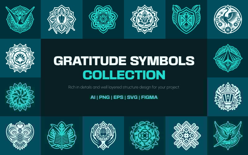Modern Gratitude Symbol Art Set