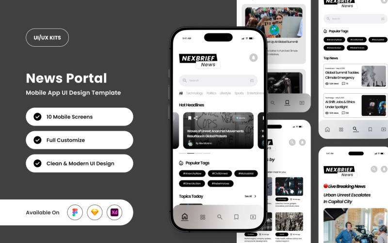 NexBriefNews – Designvorlage für Nachrichtenportal-Apps