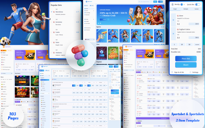 Sportsbet & Sportsbets - Apostas esportivas e jogos de cassino - Modelo de item Figma 2