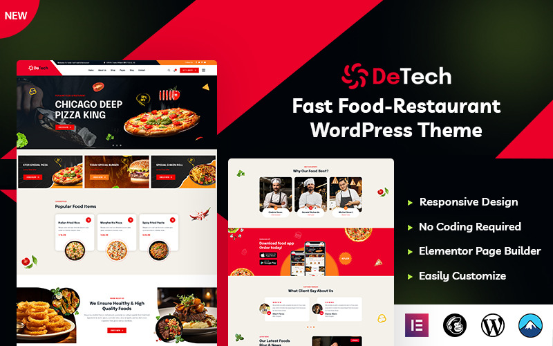 Detech - Šablona pro rychlé občerstvení WordPress