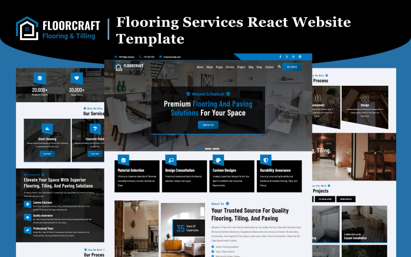 FloorCraft – React-Website-Vorlage für Bodenbelagsdienste