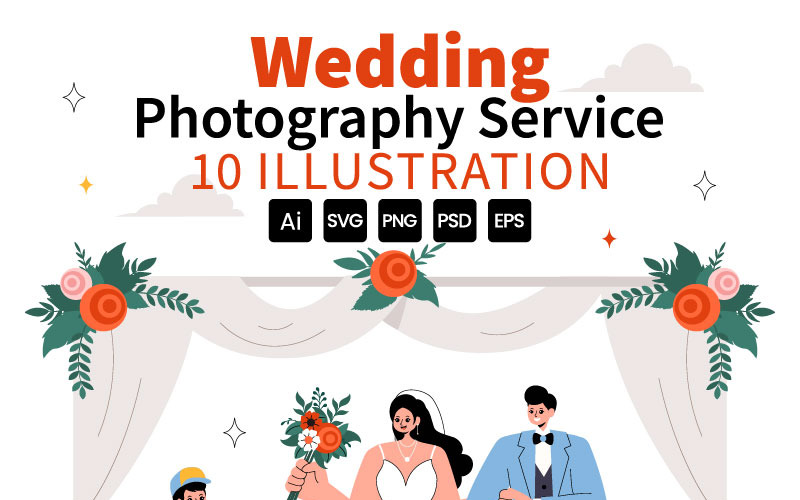 10 illustrationer för bröllopsfotograferingstjänster