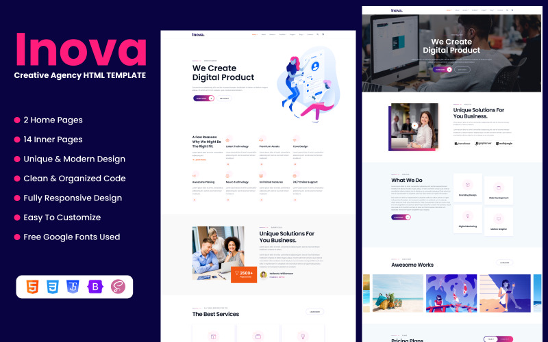 Inova - HTML-sjabloon voor creatief bureau