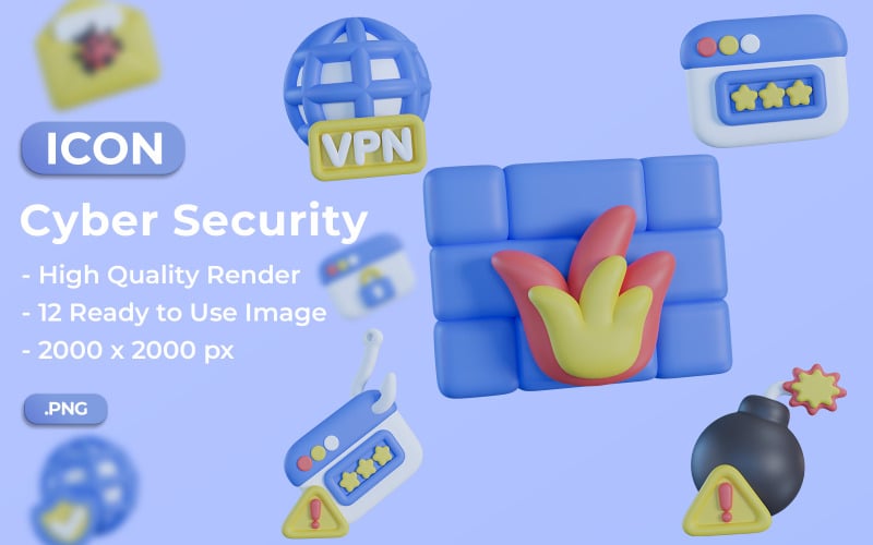 Пакет иконок 3D Cyber Security