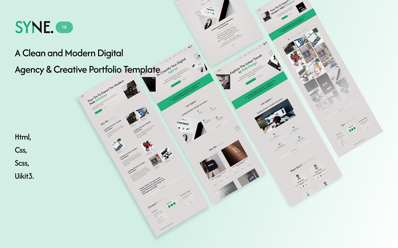 Syne - Un modello pulito e moderno per portfolio di agenzie digitali e creativi