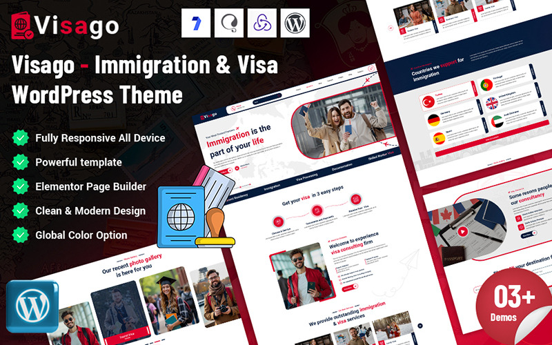 Visago - Šablona WordPress pro imigraci a víza