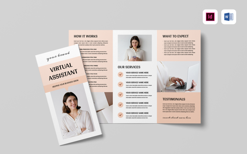 Folleto tríptico empresarial | Microsoft Word y Adobe InDesign