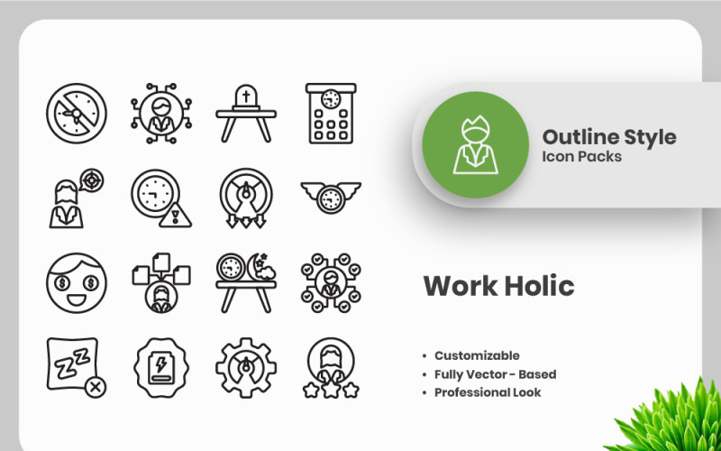 20 套 Work Holic Vol 3 轮廓图标集