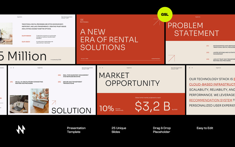 Plataforma de aluguel Pitch Deck Googleslide