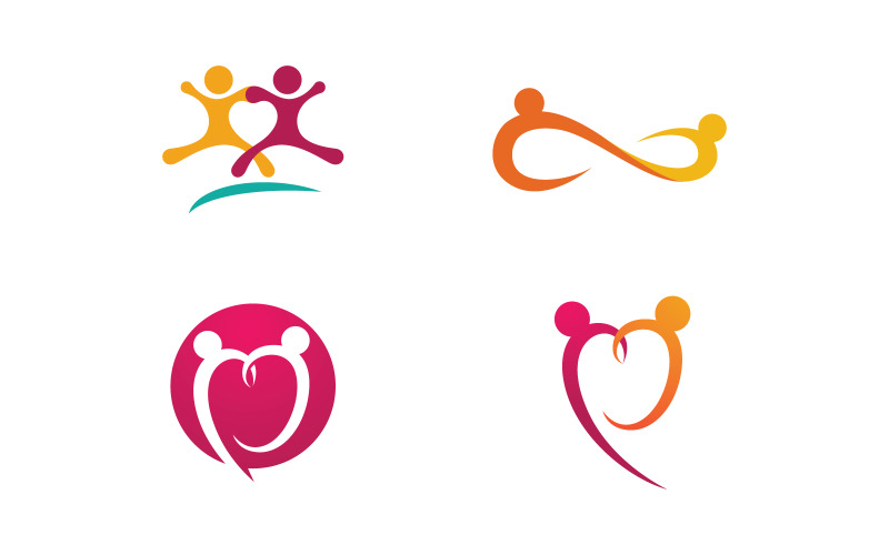Human care adoption group network and social logo design vv.42