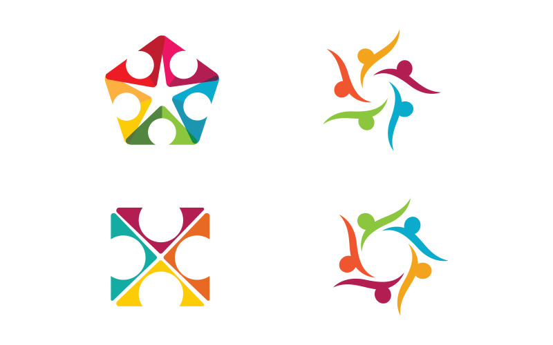 Human care adoption group network and social logo design vv.43