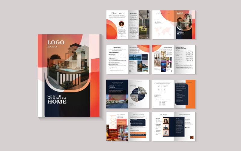 Plantilla de diseño de folleto díptico inmobiliario