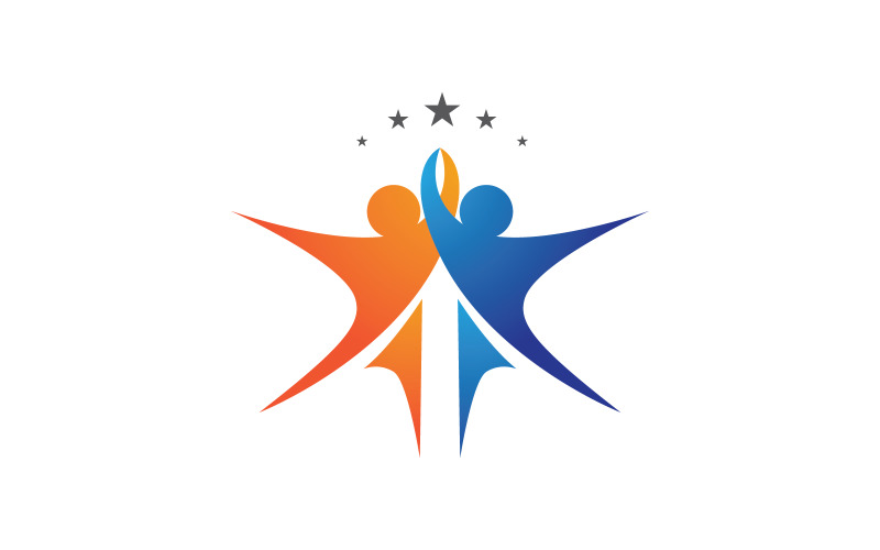 Human care adoption group network and social logo design vv.61