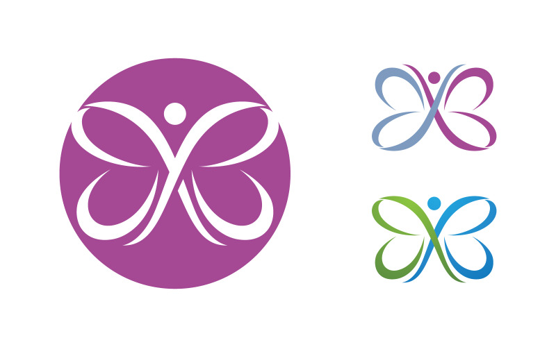 Modèle de conception de logo d'icône vectorielle simple de papillon de beauté v.1