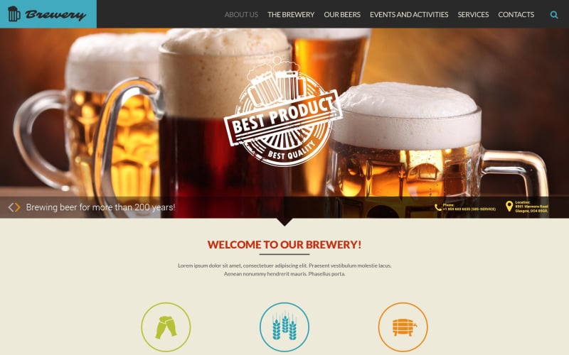 Plantilla de sitio web receptivo de cervecería