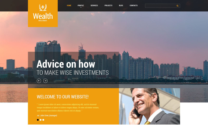 Responsive Website-Vorlage der Investmentgesellschaft