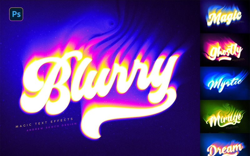 Mystic Blur Photoshop Text Effects - 6 PSD